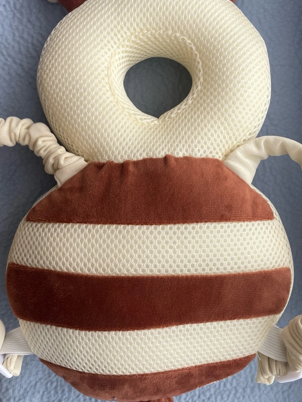 Baby Head Protection Pillow - Cream and Brown Infant Safety Cushion